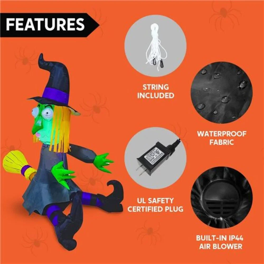 4 FT Halloween Inflatable Witch -LED Lighted Blow Up Yard Decoration for Outdoor